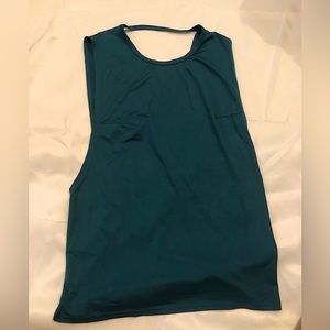 Emerald green open back workout top